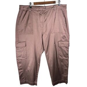 Old Navy Extra High-Rise Cargo Pants Mauve Rose Straight Leg Cropped Womens‎ 18